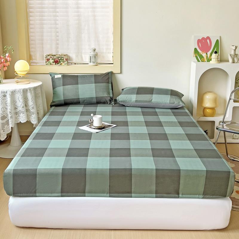 Simple abraded striped mattress single piece washed cotton non-slip fixed mattress cover bed cover Simmons mattress dust protection