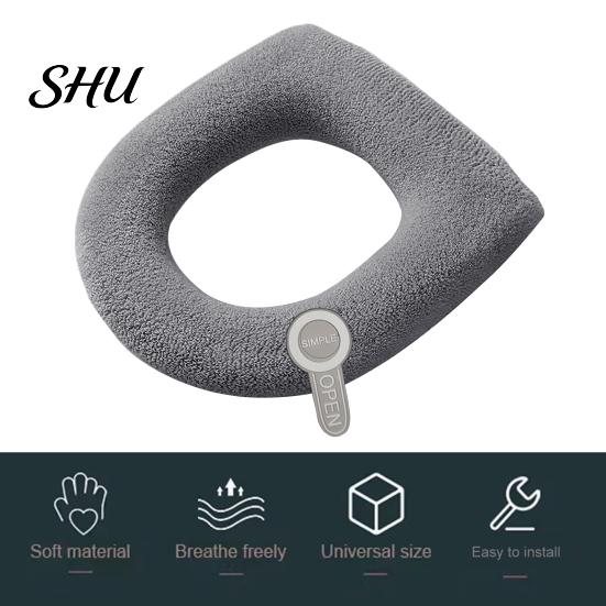 Bathroom Toilet Seat Cover Universal with Handle Soft Warm Solid Thickened Color Comfortable U-shaped Cushion Accessories Elastic