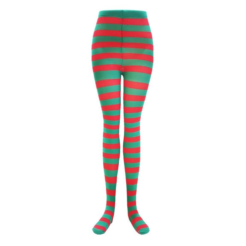 Damen Weihnachten Halloween Gestreifte Strumpfhosen Hoher Bund Vollständig Lange Strumpfhosen Leggings Strümpfe Cosplay Kostüm Zubehör