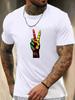 Hommes Couleur Rasta Geste de Paix Imprimé Col Rond Manches Courtes Surdimensionné Ample Décontracté Été S