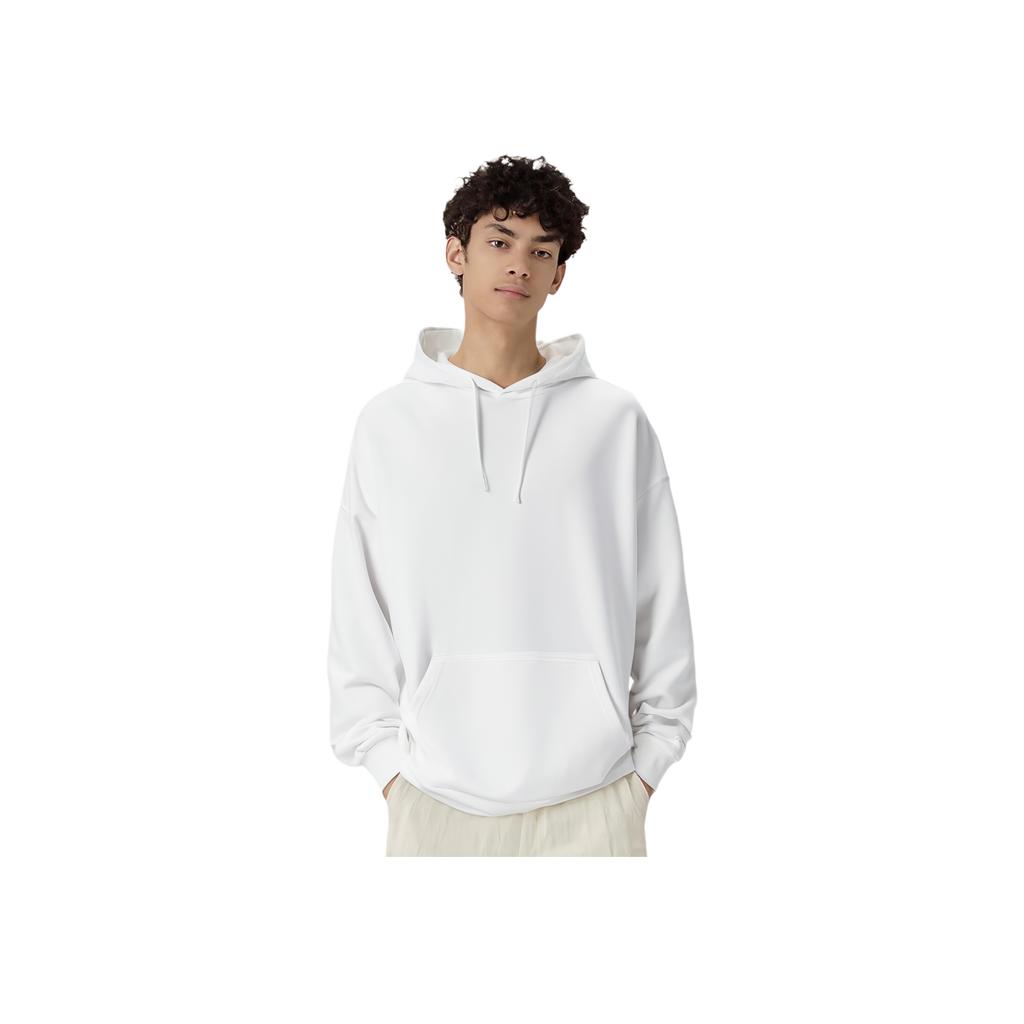 Lining Fitness Series Solid Color Hooded Pullover Sports Sweatshirt Men sweatshirt Standard-White AWDT987-2
