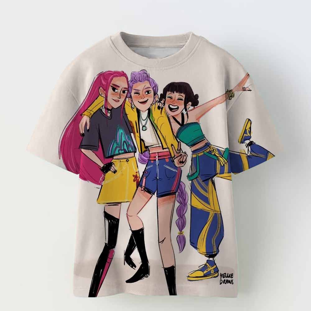Ropa para niños Kpop Cazador de Demonios camiseta de dibujos animados divertida Harajuku camiseta infantil genial top de verano