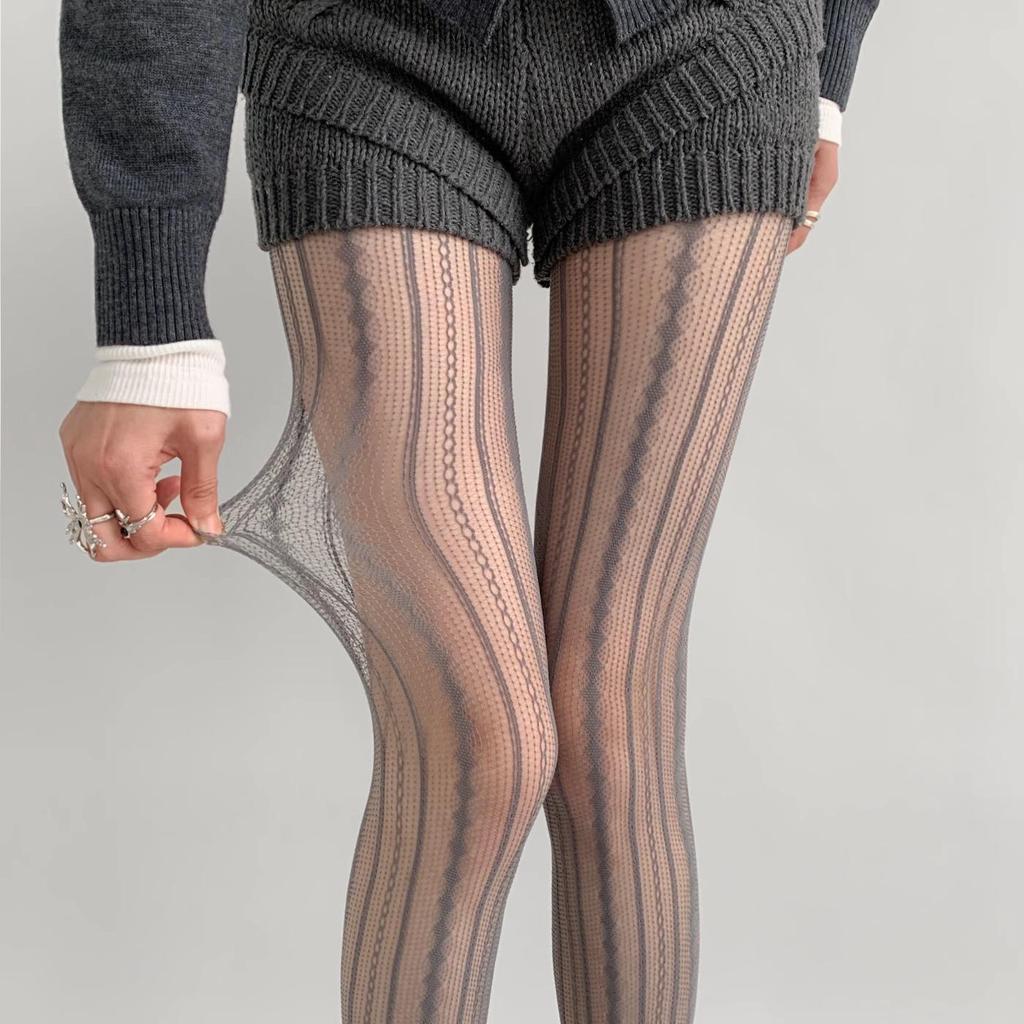 Elegant Ballet-Style Jacquard Stockings: Versatile Ribbon Wrap Pantyhose