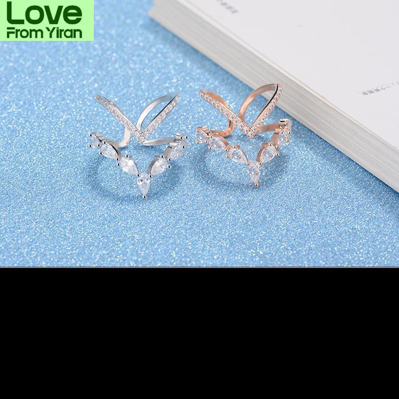 Tone Irregular Double Layer Zirconia Finger Ring Anillos Resizable For Women Rings Bague S R172Trendy Rings