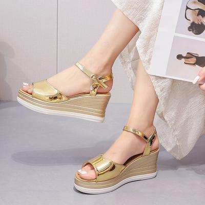 Mode Damen Plateau Sandalen 2025Sommer Perle Transparent Strass High Heels Schnalle Fashoin Damen Keilsandalen Strandschuhe