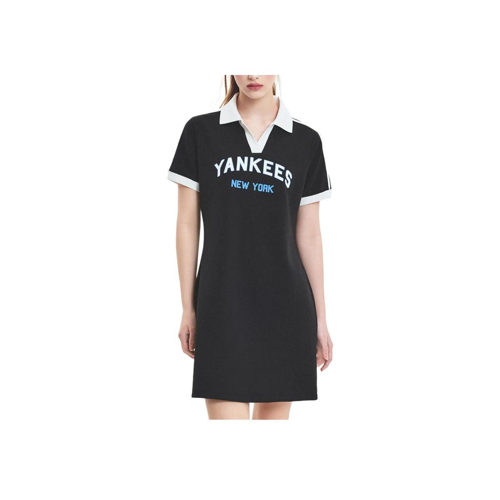 MLB New York Yankees Fashion Sports Casual Short Sleeve Dress Women dresses Black 3FOPV0153-50BKS