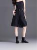 Women's Black Denim Mid-Calf Shorts - Summer 2025 Collection, Lightweight, Loose Fit, Five-Point Wide Leg Style