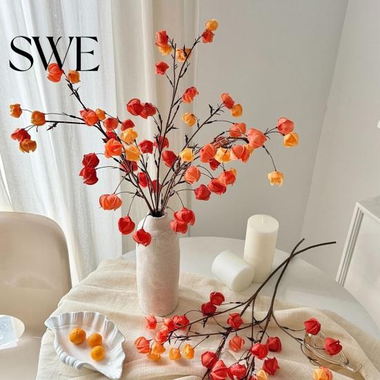 Realistic Artificial Flowers Chinese Lantern Stems Orange Fake Koelreuteria Branch 31.5 Inch Plant Tall Faux Silk for Vase Farmhouse Kitchen