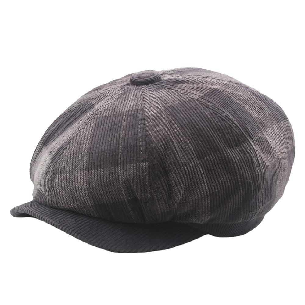 Autumn Winter Octagonal Cap Plaid Beret Female Painter's Cap British Newsboy Cap