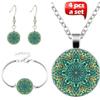 Accessories, Geometric Round Jewelry Three-Piece Set, Mandala Time Gem Necklace, Stud Earrings Bracelet