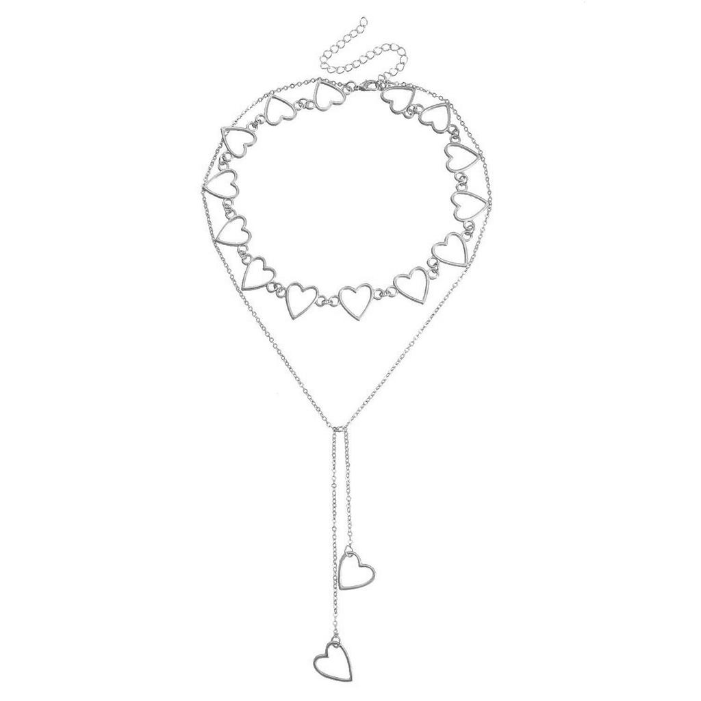 Fashion Hollow Love Long Tassel Peach Heart Necklace Cold Wind Sweater Chain Necklace