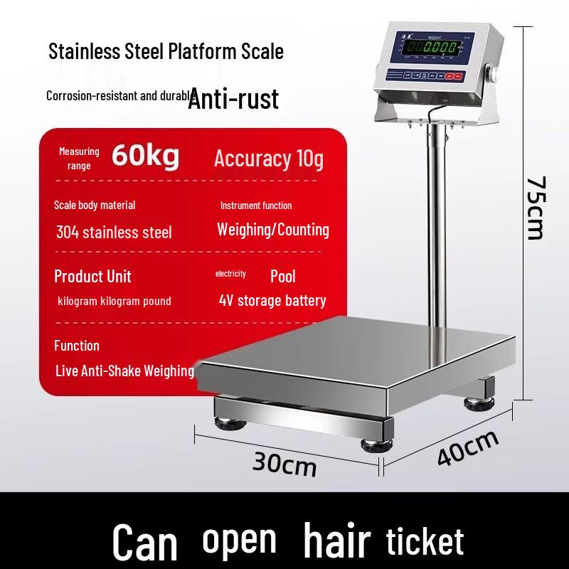 Haozhan 304 Stainless Steel Waterproof LED Platform Scale (CN version)