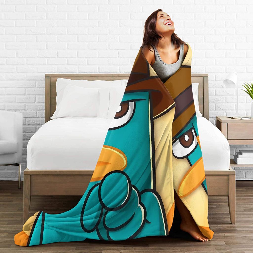 Perry the Platypus Warm Blankets Boy Girl Plush Throw Blanket Fashion Home Decor Flannel Bedspread Sofa Bed Cover