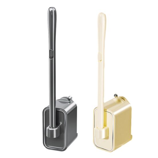 Disposable Toilet Brush Head with Sealed Odor-Proof Storage Bucket Wall-Mounted Ergonomic Handle Bathroom Brush Set