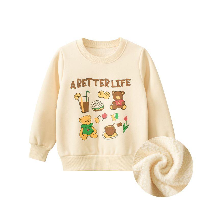 

Бренд 27Home Экспорт Детская одежда 2026 Осень-Зима Новый Детский Спортивный Свитшот Мультяшный С подкладкой из флиса Одежда для Малышей Девочек H 2038m Apricot 120 cm