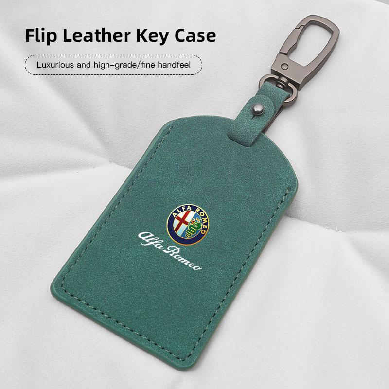 Suede Car Key Card Cover Keychain Car Key Accessories For Alfa Romeo GT 166 147 159 156 Giulietta Mito Giulia Volante Tonale 4C