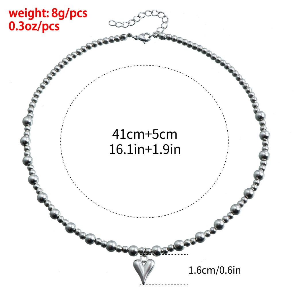 Unique Metal Beads Chain Heart Necklace Bracelet for Women Unisex copper Color Grunge Zircon Set Steampunk Fashion Zircon Set