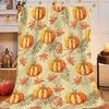 Thanksgiving Flannel Blanket - Maple Leaf & Pumpkin Design Throw for Sofa Decoration