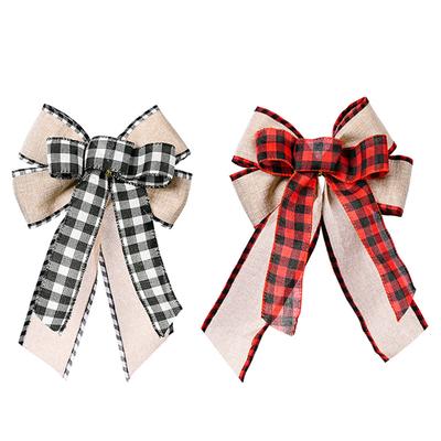 Christmas Bow Decorations for Tree Holiday Xmas Decorations Red Green Gold Festive Ornaments DIY Home Party Supplies