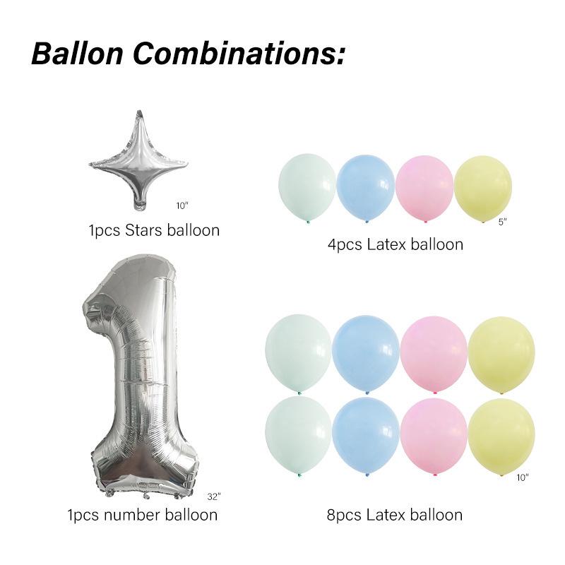Digital Aluminum Film Balloon Set Balloon Bundle Balloon Column Baby Birthday Party Decoration Arrangement
