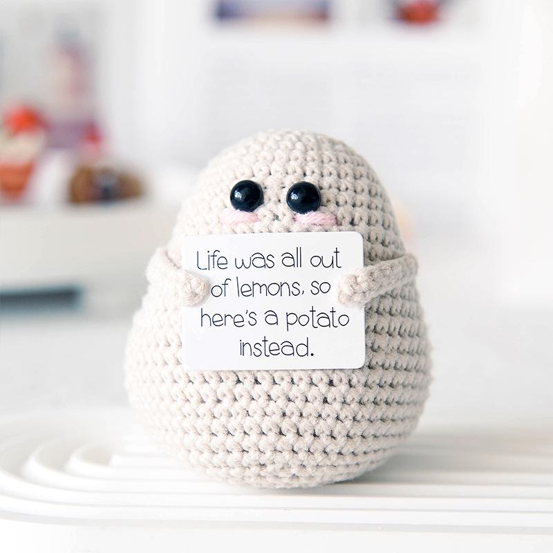 Cross-border Positive Energy Potato Crochet Doll: Humorous Yarn-Knitted Bonsai Ornament and Gift Card