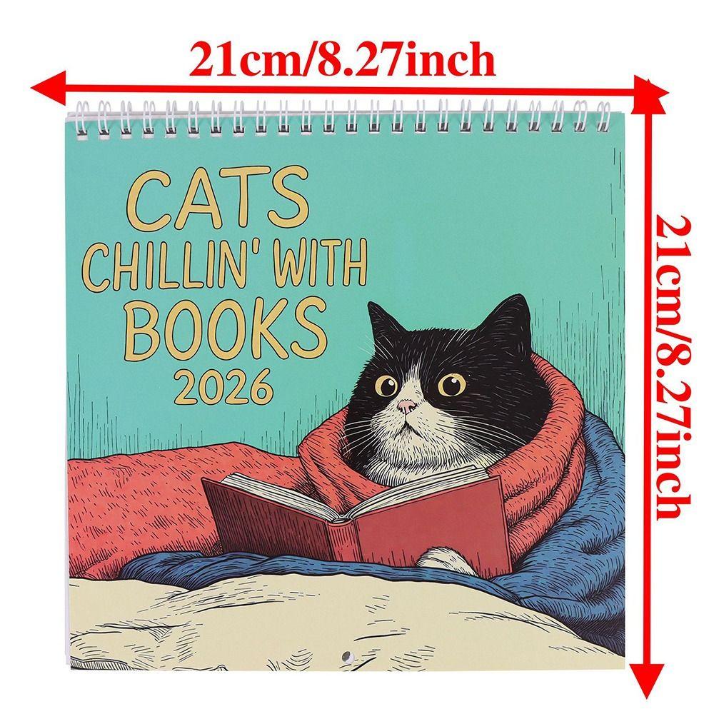 2026 Wall Calendar 2026 12 Month Layout Hangable Design Monthly Calendar Funny Cat Art Monthly Calendars Cat Design Calendar