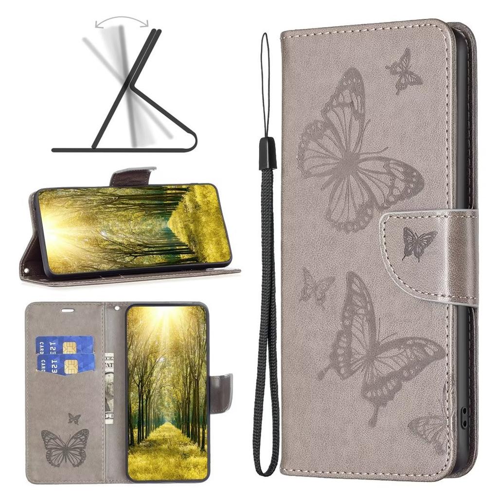 Applicable To iPhone16E Mobile Phone Leather Case 15Pro Embossed Butterfly Card Wallet Protective Case 14Plus Solid Color