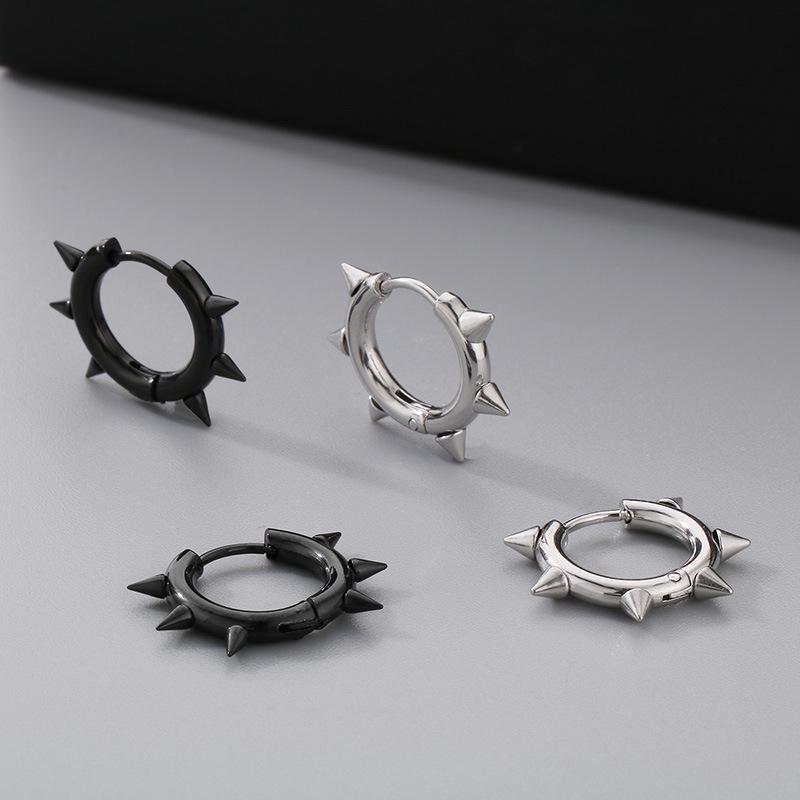 Korean Style Stainless Steel Möbius Earrings - Trendy Cone & Round Ear Cuffs for Men and Women