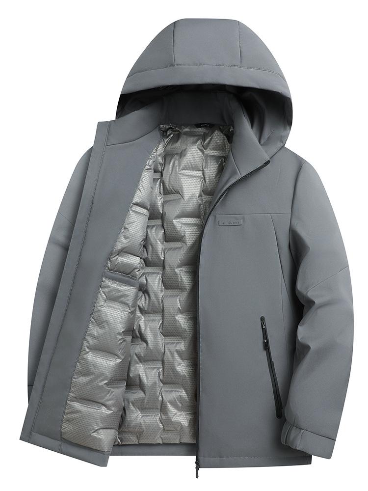Men's Winter Down Jacket with Detachable Hood - Thick, Warm, and Stylish Outerwear for Middle-Aged Men.