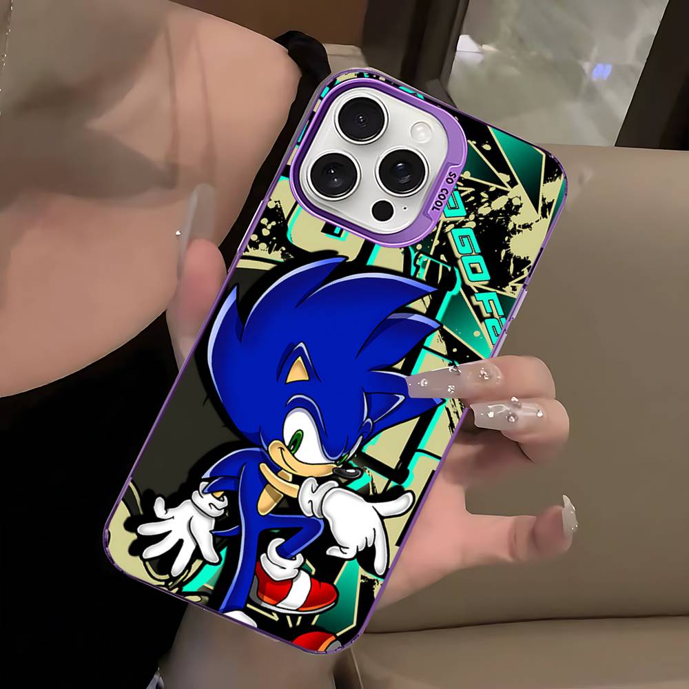 S-SonicS Anime For Iphone 15 14 13 Plus 17 16 12 11 Pro Max Matte Colored Silver Luxury Phone Cover