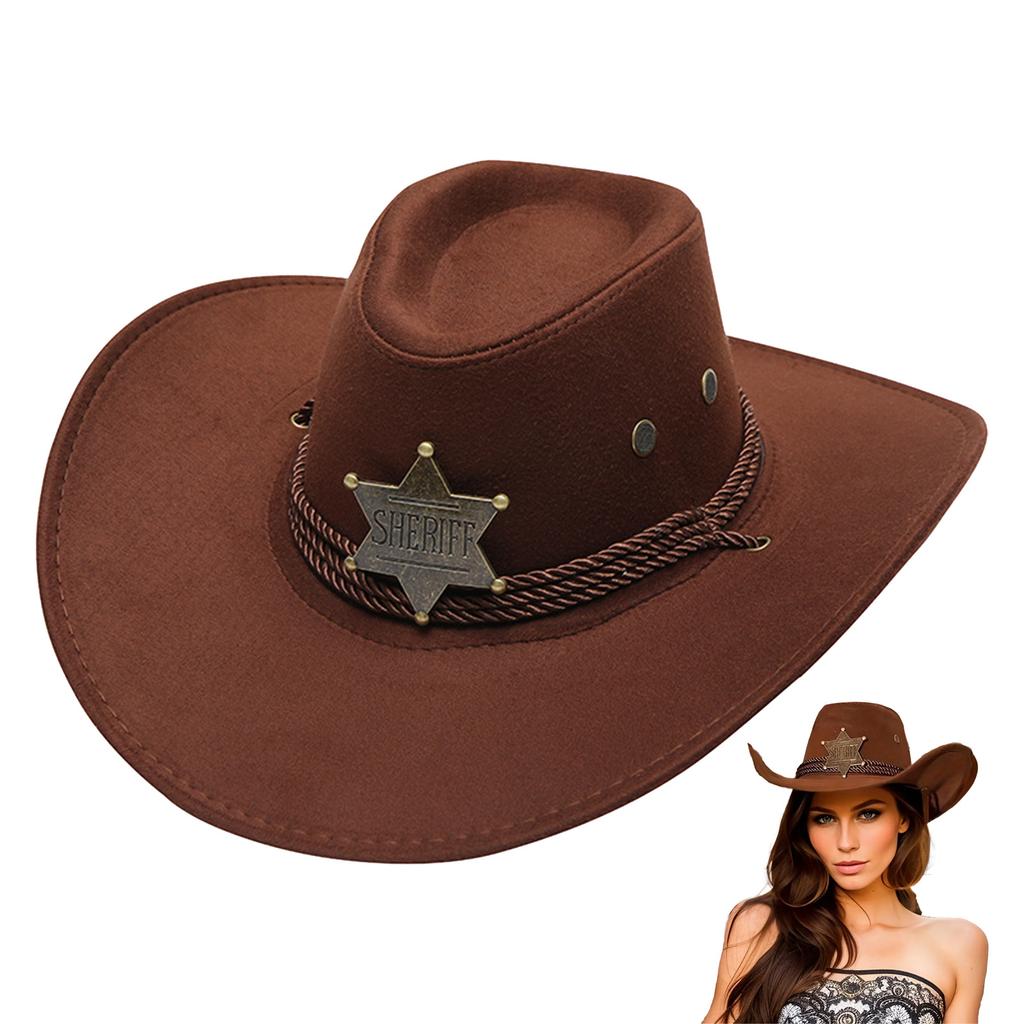 Fashion Cowboy Hats Summer Vintage Suede Jazz Hat Boho Style Cowboy Hats for Summer Beach Vacation Headwear