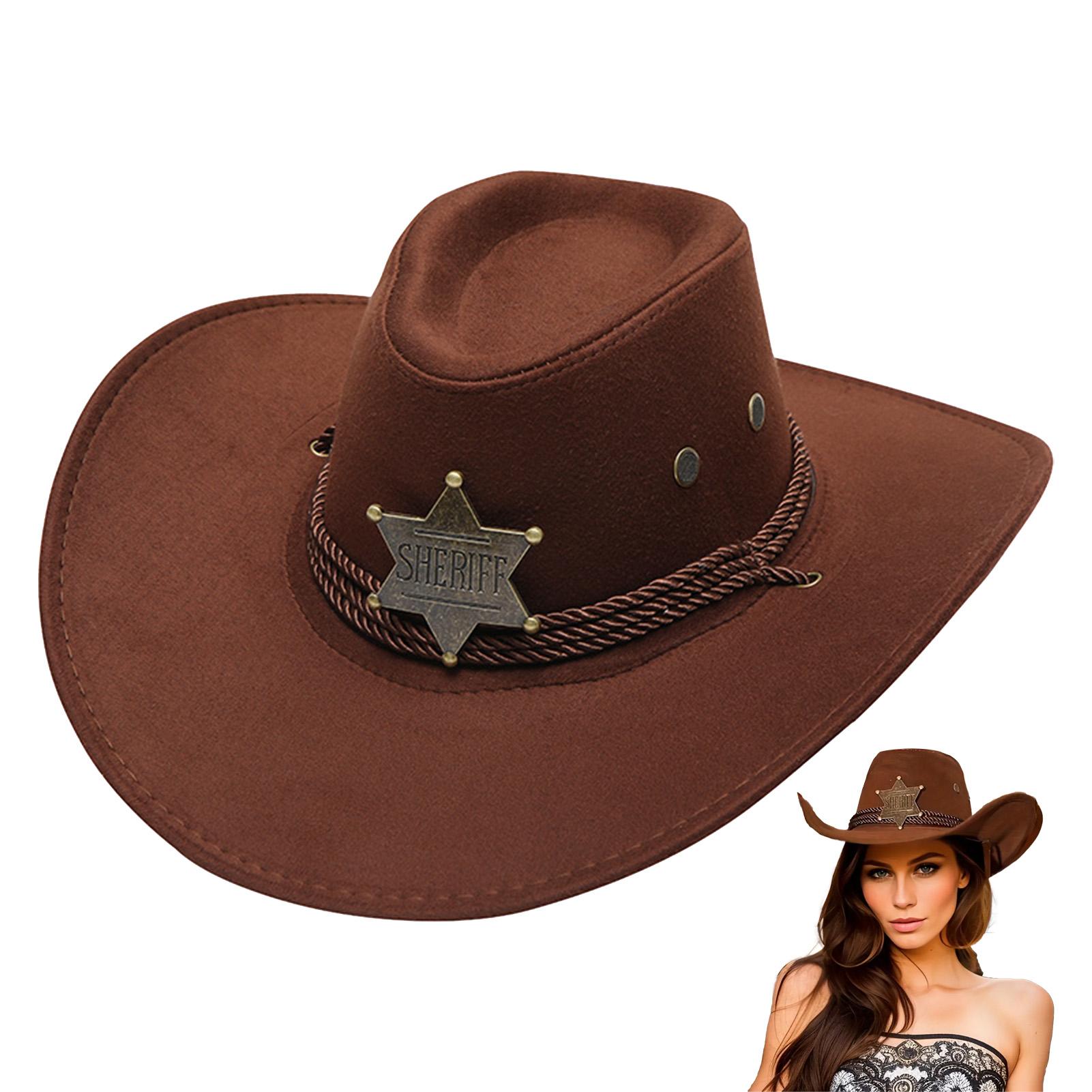 

Western Cowboy Hats Vintage Suede Jazz Hat Boho Style Cowboy Hats for Travel Fishing Hiking Summer