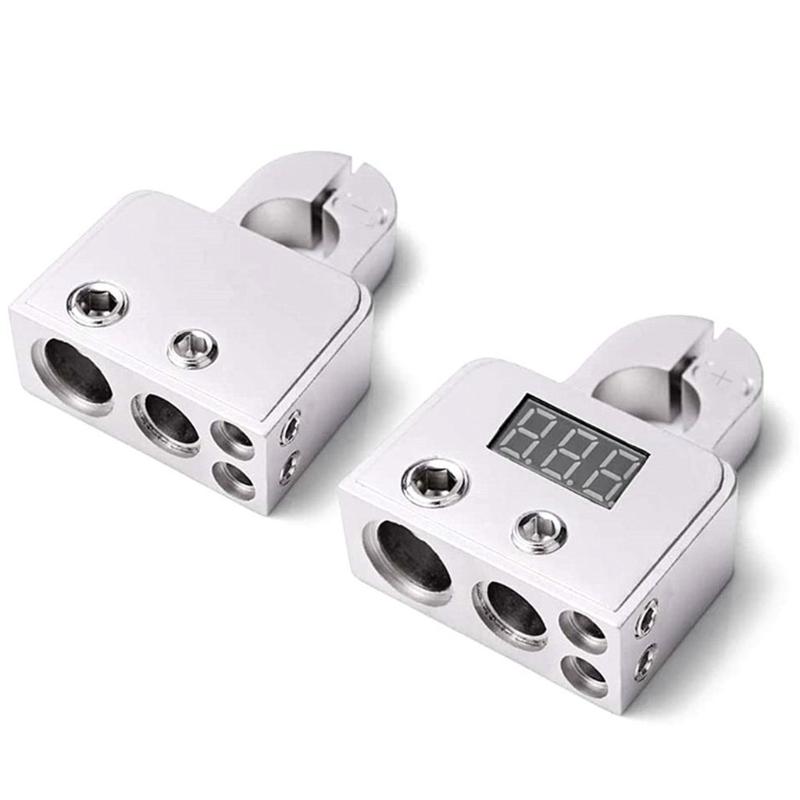 2Pcs 0/4/8 Gauge Input Battery Terminals Positive/Negative Car System Battery Clamps Connectors
