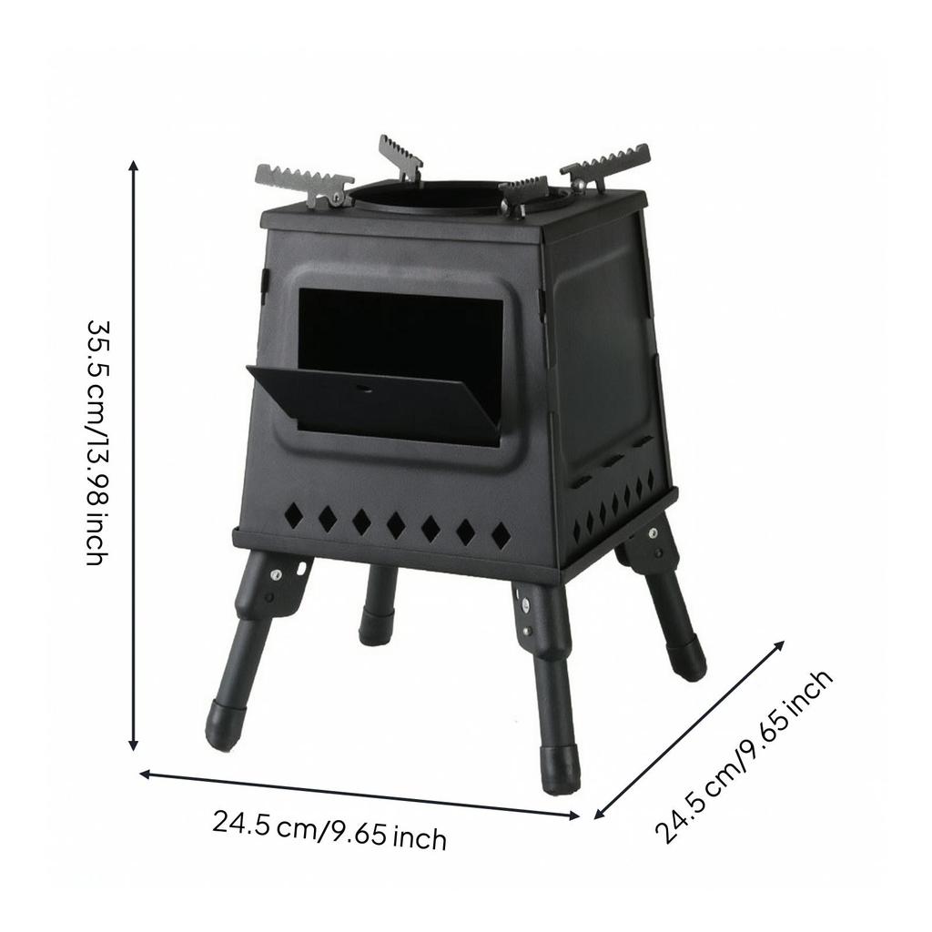 Outdoor Wood-burning Stove with Folding Legs and Carry Bag for Hiking