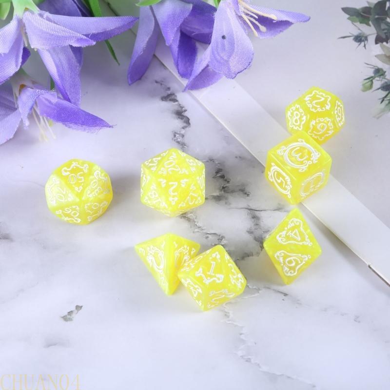 A1A2 7Pcs Polyhedral Dices Dragon Pattern Table Game Dices Multi-Sided Acrylic Dices for Role Playing Game Easy to Read