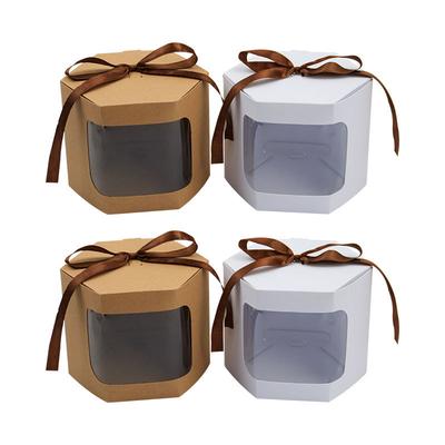 Window Folding Box Hexagonal Box Gift Packaging Small Carton Creative Environmentally Friendly Kraft Paper Box