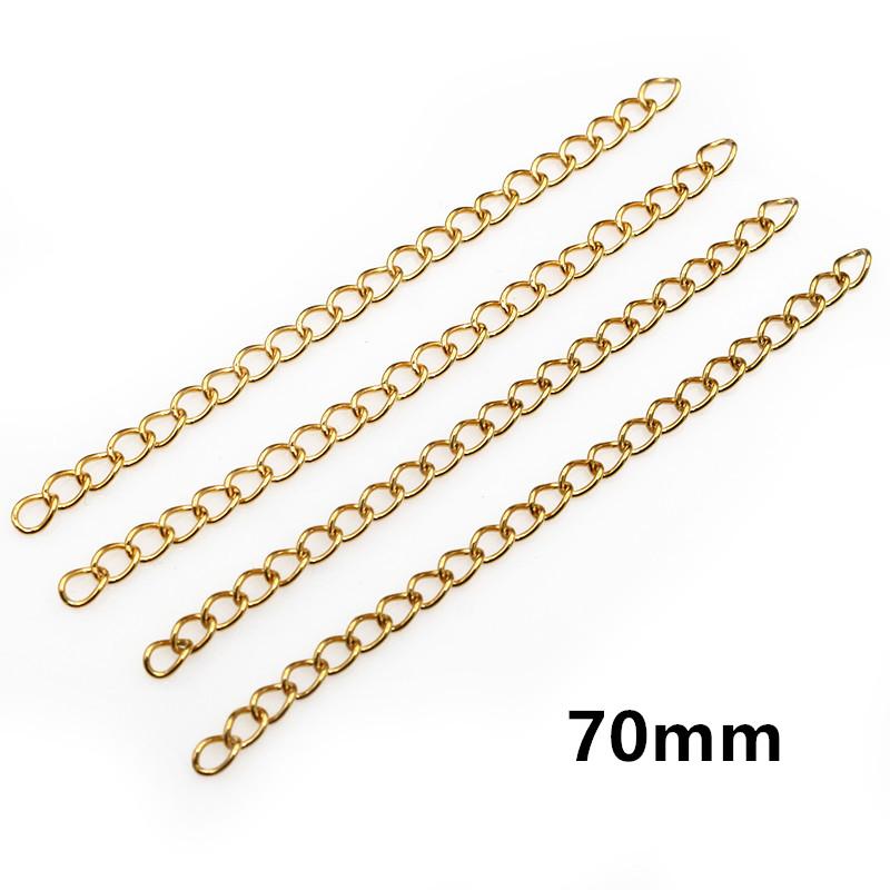 50pcs 4x3mm 5/7cm Stainless steel Gold Bulk Necklace Extension Chain Tail Extender Bracelet Chains For Jewelry Making Findings