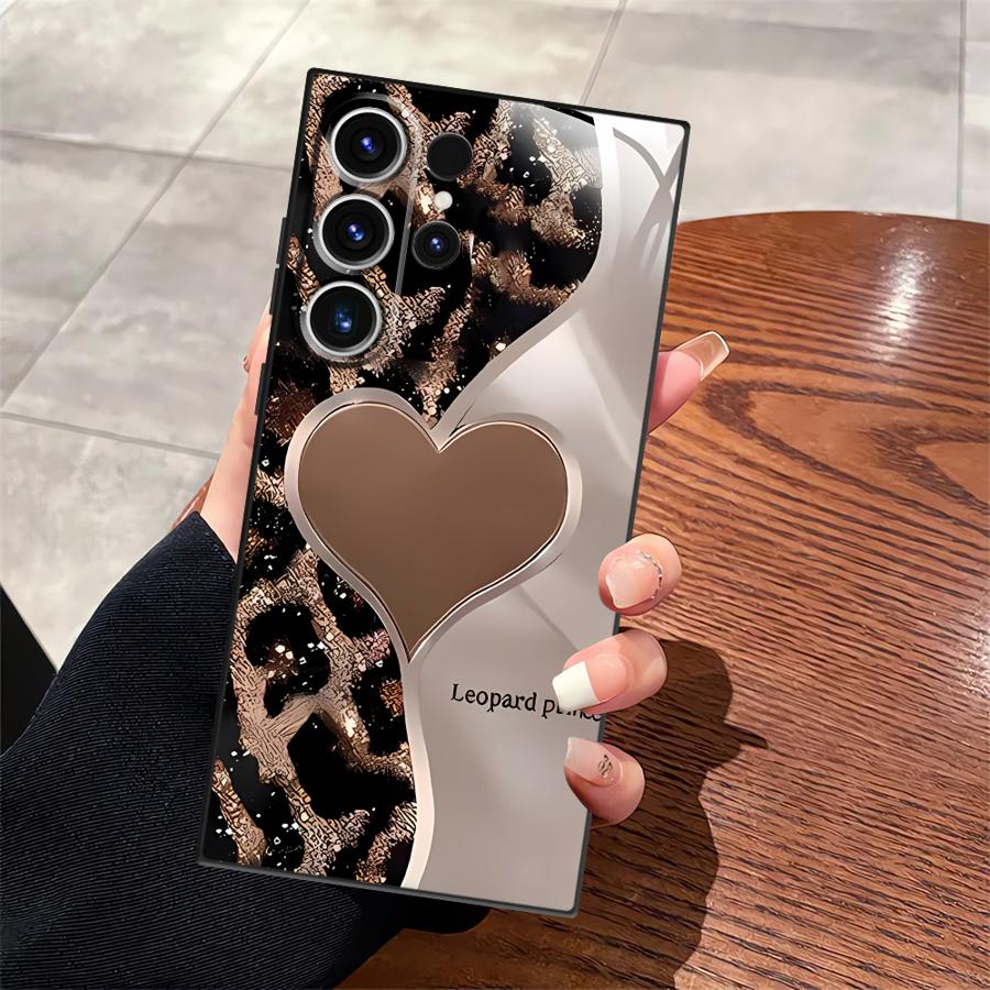 Black Soft Phone Cover Case for Samsung Galaxy S23 Ultra S25 Edge S24 Plus S20 S21 FE Cartoon Leopard Print Pattern