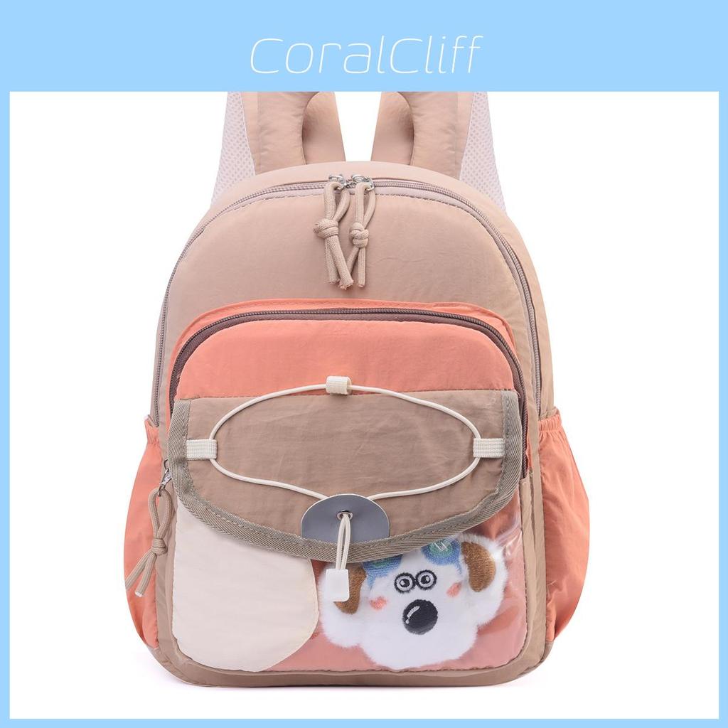 Kids Dualcolor Cartoon School Bag With Soft Polyester Lining For Outdoor Travel
