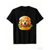 Fun Dog Burger T-shirt Cute Dog Burger Pattern T-shirt Kawaii Animal Food Gift Top Women's Short Sleeve T-shirt