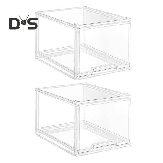 

1/2 шт., складной ящик для хранения, органайзер, большая емкость, гладкий край, прозрачный дизайн, простая сборка, ящик для шкафа, органайзер для косметики 2pcs прозрачный