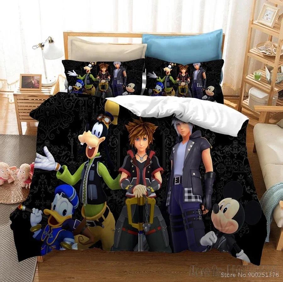 Kingdom Hearts 3D Kreslený Tištěný Set Povlaku na Přikrývku HD Povlak na Přikrývku Ložní Prádlo pro Děti Ložní Sety Dekorace Ložnice