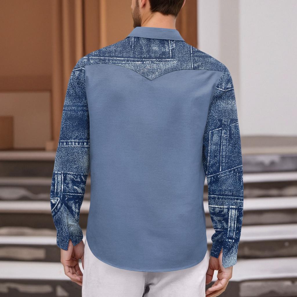 Men'S Fashionable Lapel And Shoulder Length Long Sleeved Casual Top