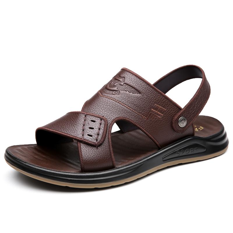 FashionBritish Style Brown Men's Dual-purpose Sandals for Home Commuting Work Cool Summer Camping Beach Shoes Non Slip for Men's