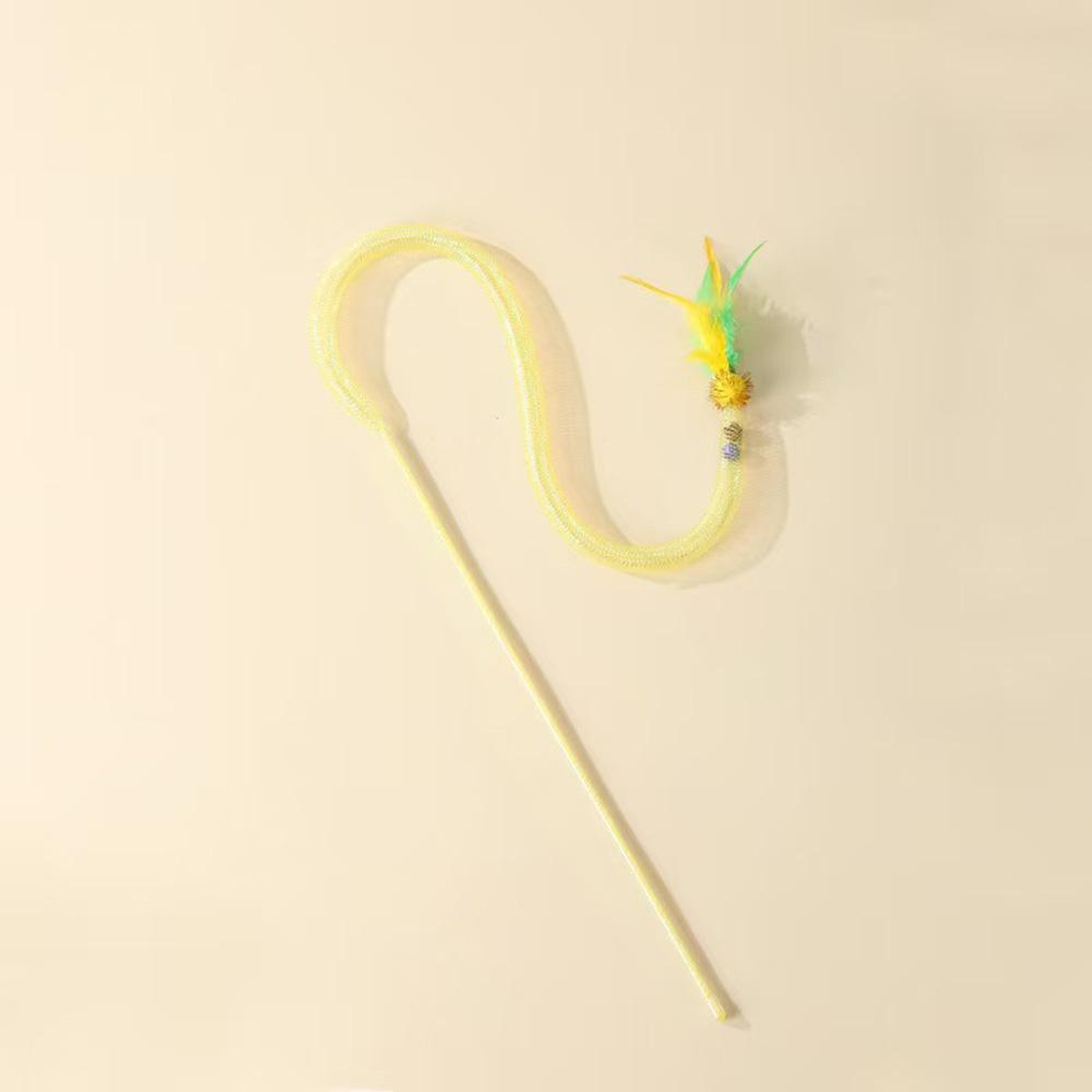 

Snake Cat Teaser Wand with Catnip Balls, Elastic Mesh Tubes, Fur Balls & Feathers - Interactive Pet Toy for Cats/Kittens, жёлтый