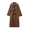 2024 Autumn Women's European & American Style Double-Button Lapel Trench Coat