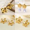 Elegant Stainless Steel Big Flower Earrings 18K Gold-plated Anti Fading Earring Women Vacation Wedding Jewelry Accessorie Gift