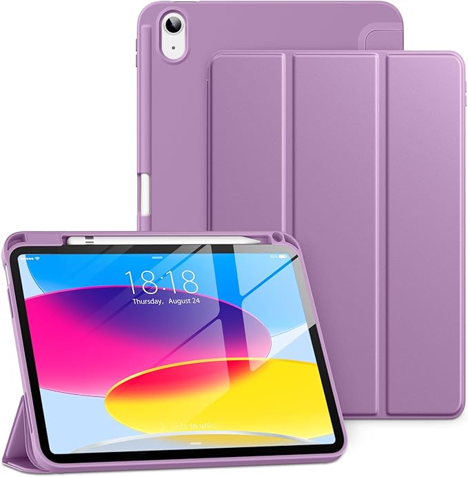 New Tri-fold Soft TPU PU Leather Tablet Case for iPad 10.9" 2022 - Lightweight Folio Stand with Pencil Holder-Auto Sleep/Wake