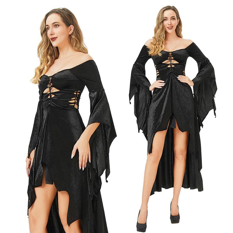 Halloween dark goth sexy babes fashion temperament slim cut bat sleeve irregular dress