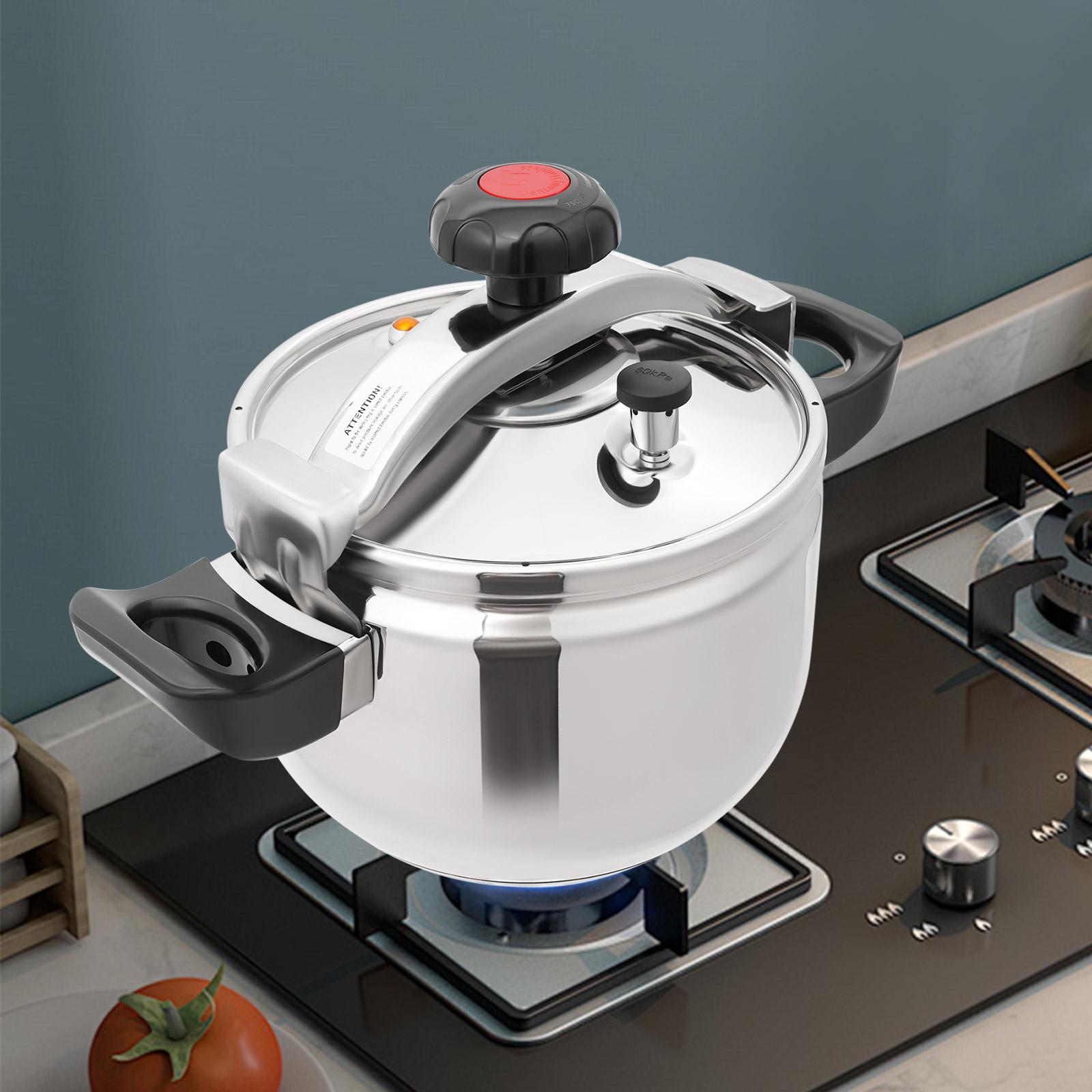 201 Stainless Steel 7L Silver Pressure Cooker, 24*28cm Round Pressure Cooker, Tabletop for Hotels, Restaurants argento